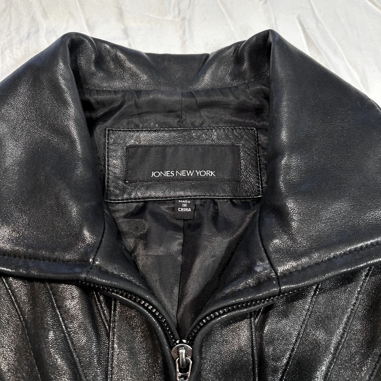 Jones New York Jones New York Black Leather Zip Up Moto Biker Jacket Size M Size M / US 6-8 / IT 42-44 - 6 Thumbnail