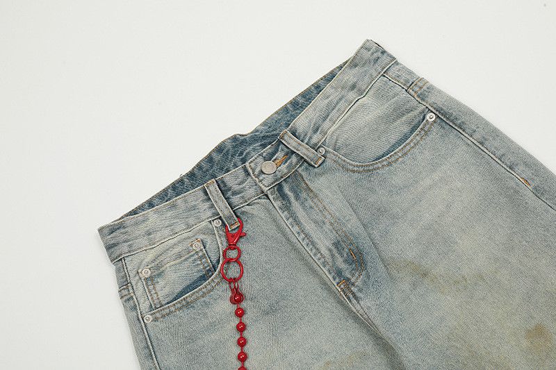 Jean American retro graffiti loose straight wide-leg jeans Size US 32 / EU 48 - 3 Thumbnail