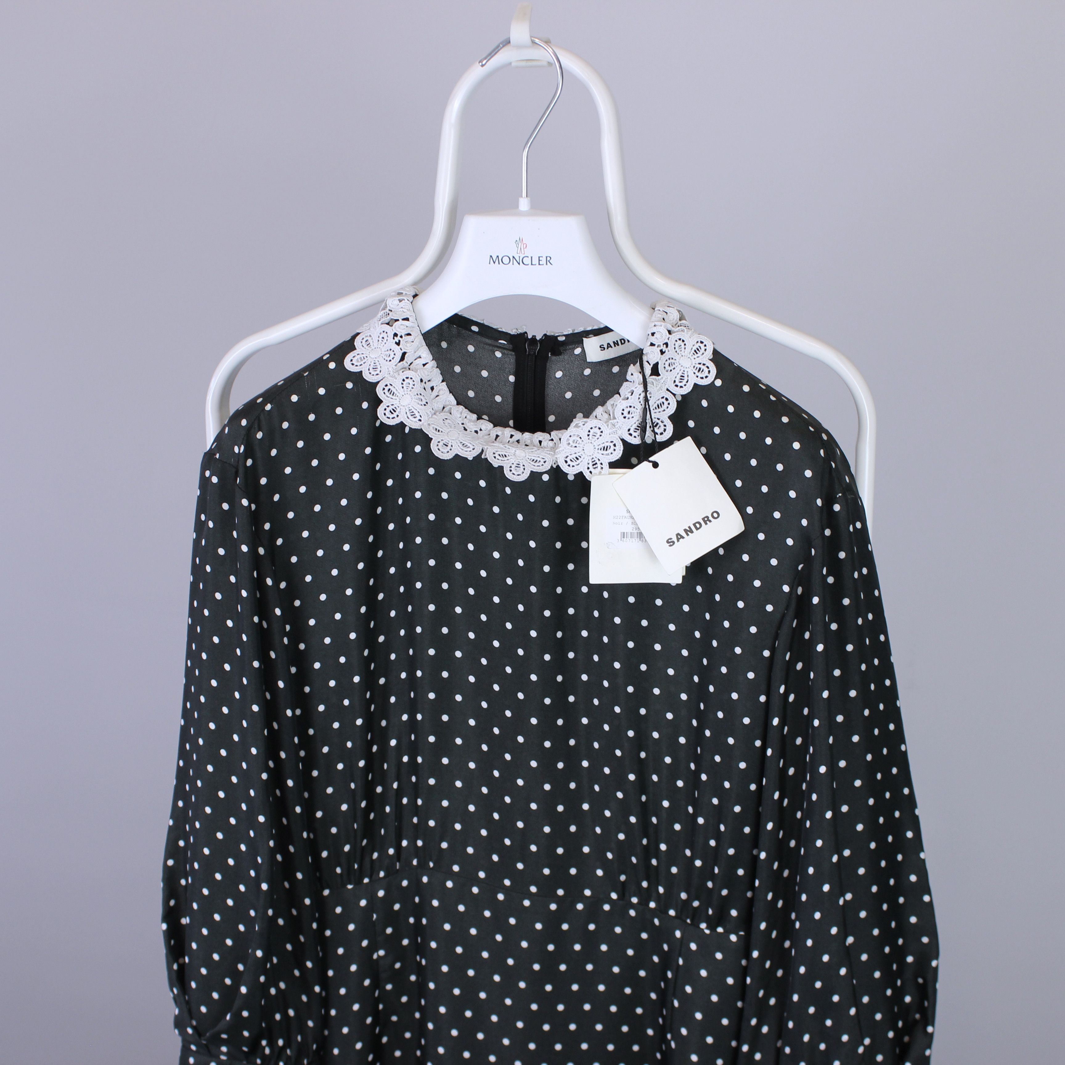 Sandro SANDRO Lace trim and polka-dot mini dress SIZE FR 36 Size XS / US 0-2 / IT 36-38 - 5 Thumbnail