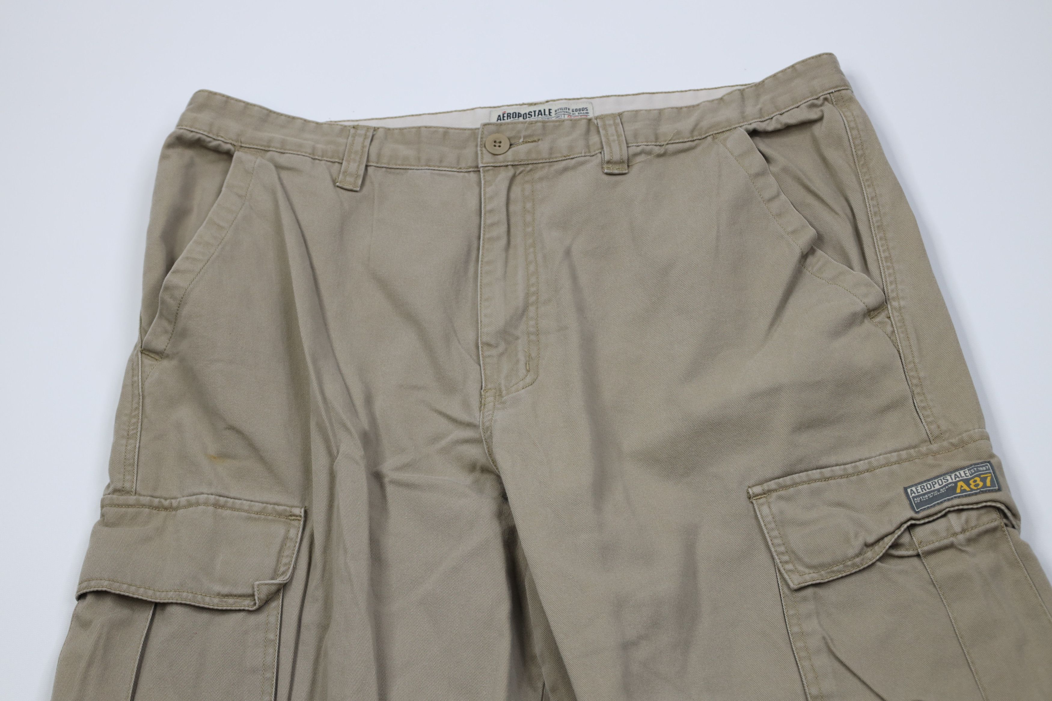 Aeropostale Vintage 90s Y2K Aeropostale Baggy Wide Leg Cargo Pants Beige Size US 36 / EU 52 - 2 Thumbnail