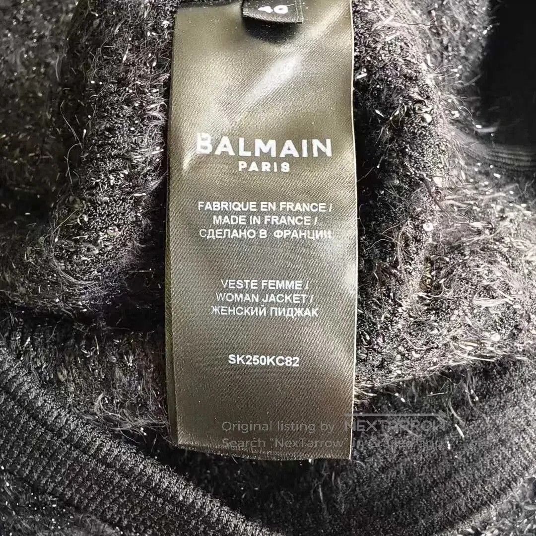 Balmain BALMAIN SS23 Black Chanel-Style Gold Button Tweed Jacket| Size S / US 4 / IT 40 - 6 Thumbnail