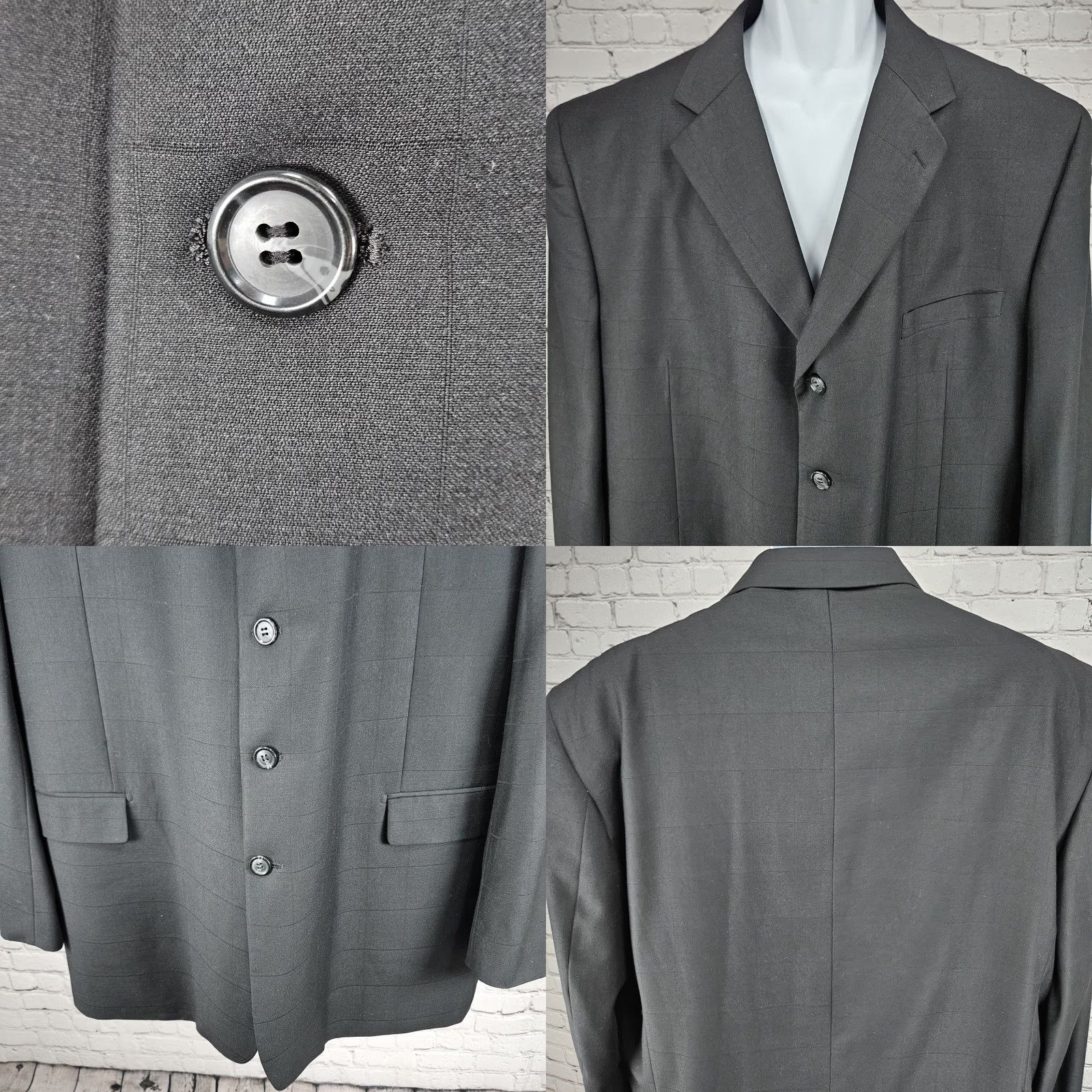 Vintage VINTAGE Zandello Black Windowpane 4 Button Notch Blazer Sport Coat 50XL Size 50R - 8 Thumbnail