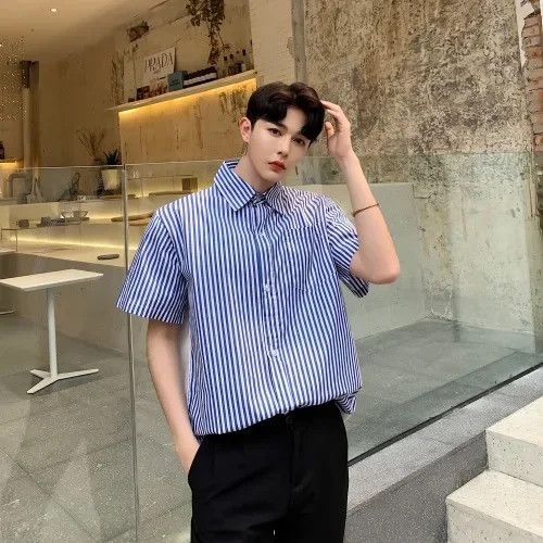 Japanese Brand × Vintage Back Stripe Short Sleeve Button Up Size US M / EU 48-50 / 2 - 5 Thumbnail