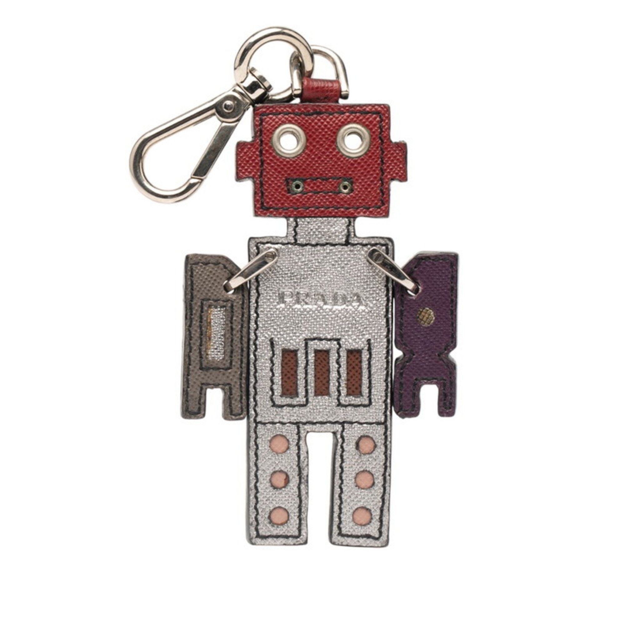 Prada Prada Robot Keychain Charm in Multicolored Leather and Metal for Women Size ONE SIZE - 1 Thumbnail