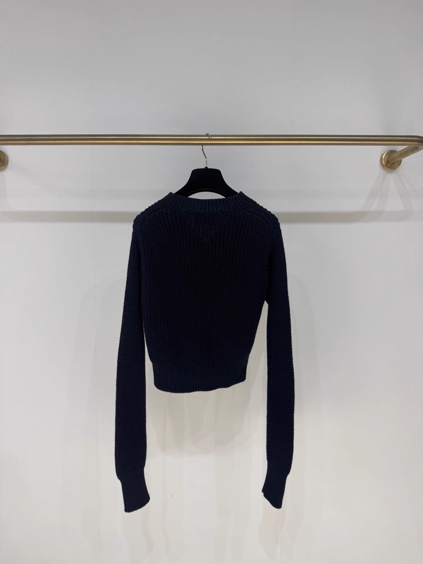 Prada Prada Navy Blue Triangle Logo V-Neck Knit Sweater 38 Size S / US 4 / IT 40 - 6 Thumbnail