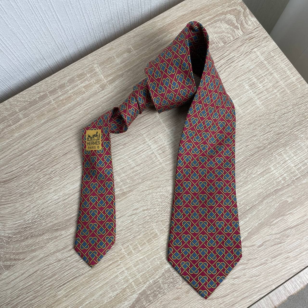 Hermes Hermes Paris Silk Tie 7308 EA Hearts Red Size ONE SIZE - 2 Thumbnail