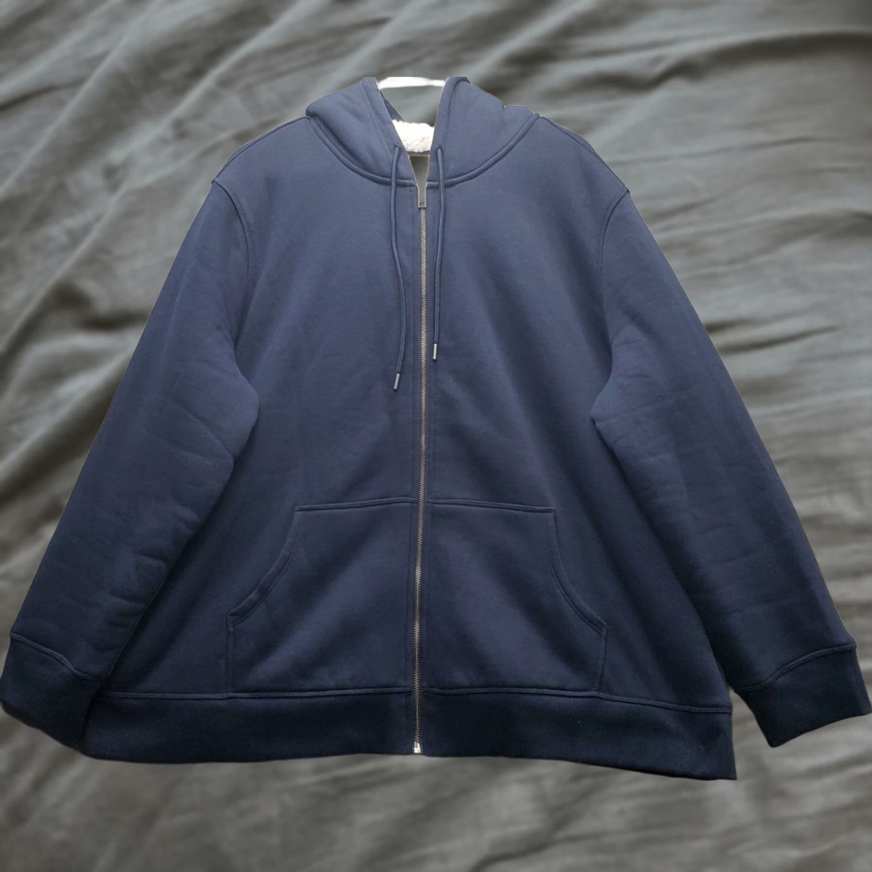 Vintage Style&co. Windbreaker Hoodie Womens 2X Navy Sherpa Lined Drawstring Full Zip Size XXL / US 16-18 / IT 52-54 - 1 Thumbnail