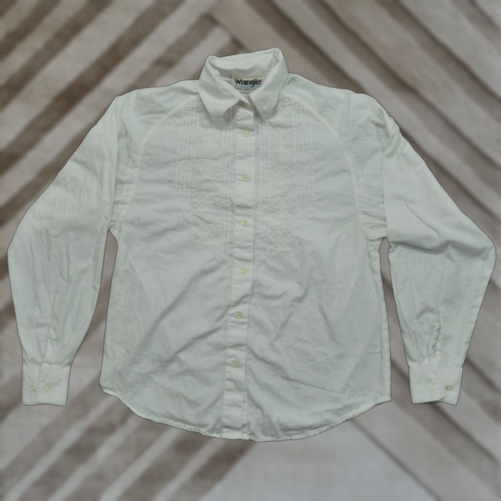 Wrangler VINTAGE Wrangler Shirt Womens Medium White Button Western Embroidered Country Size M / US 6-8 / IT 42-44 - 1 Thumbnail