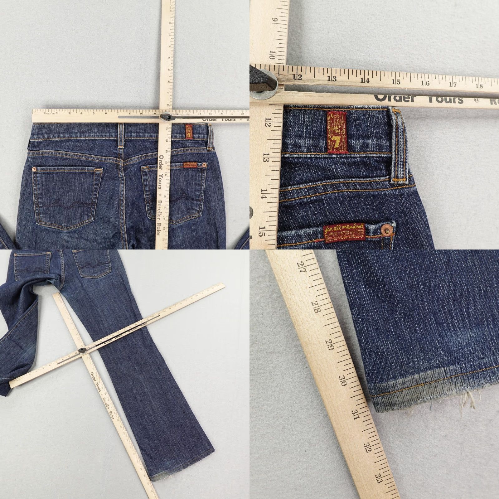 7 For All Mankind VINTAGE 7 For All Mankind Women’s Jeans Bootcut Low Rise Flare 29 Blue Denim Y2K Size 29" - 8 Thumbnail