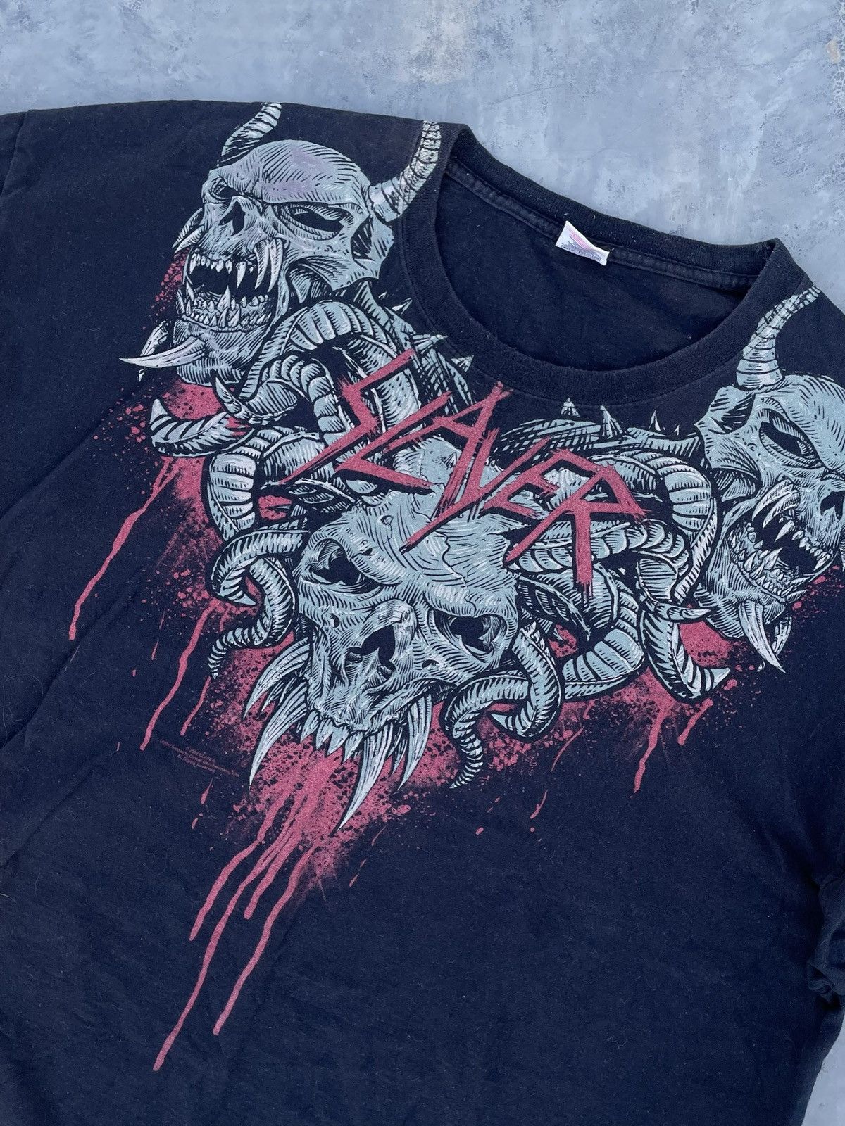 Band Tees Vintage 2000s Slayer Graphic Y2k Band T Shirt Faded Rock Tee Size US XL / EU 56 / 4 - 3 Thumbnail