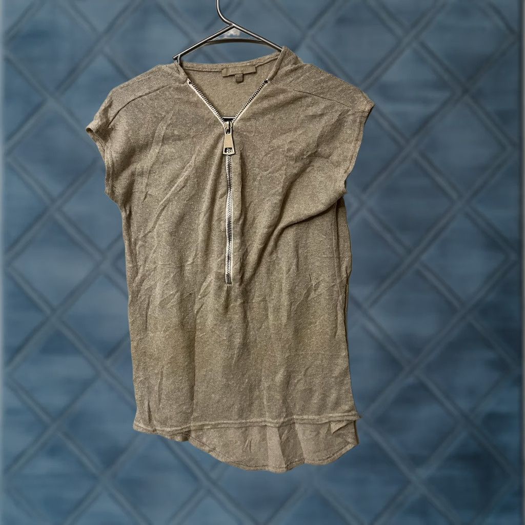 Vintage Joan Vass Studio women’s XS 1/2 zip front detail marled knit top Beige Dolman Sleeve Shirt V-Neck Zipper Size XS / US 0-2 / IT 36-38 - 1 Thumbnail