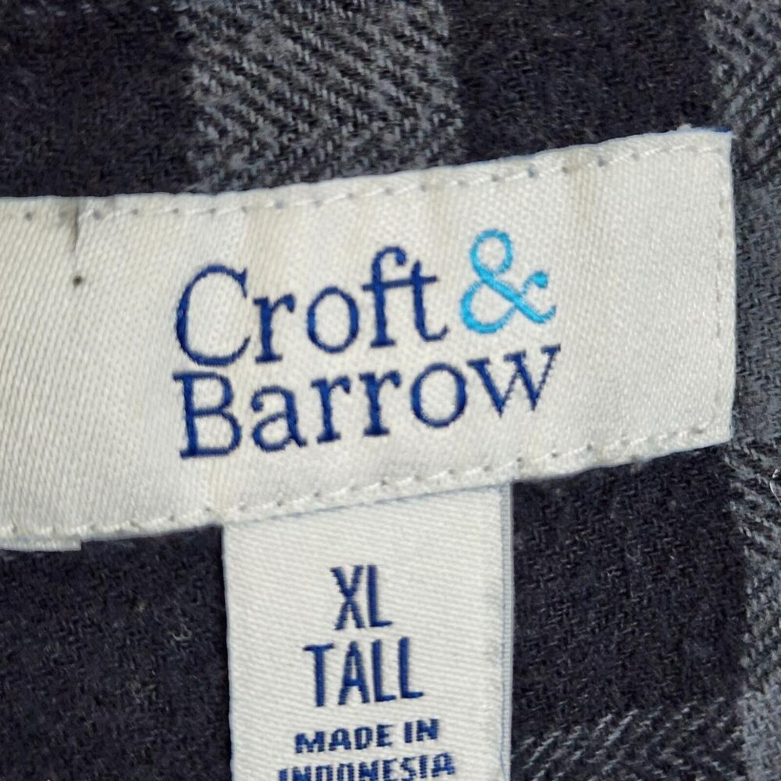 Croft & Barrow 100% Cotton Black Grey Plaid Long Sleeve Shirt Top Size US XL / EU 56 / 4 - 2 Thumbnail