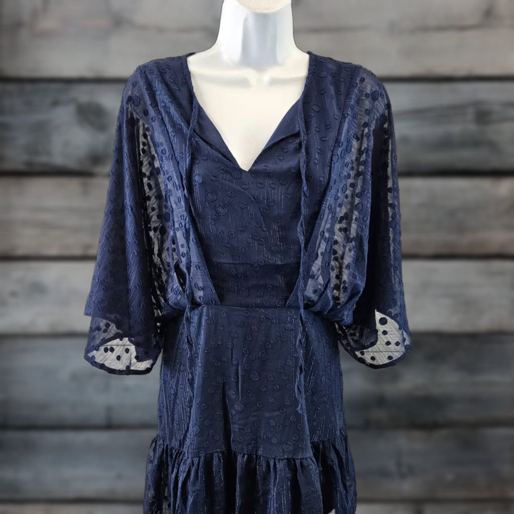 Vintage UMGEE Womens Dress Sz S Blue Polka Dot Semi Sheer V-Neck Mini Dress Woman Small Blue Polka Dot Sheer V-Neck Size S / US 4 / IT 40 - 1 Thumbnail