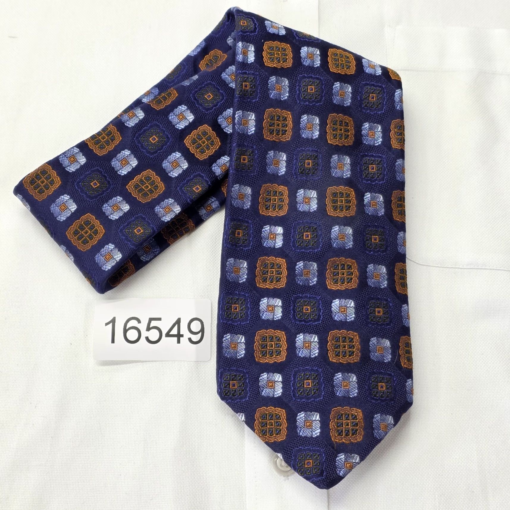 Robert Talbott VINTAGE Robert Talbott Necktie Blue Geometric Silk Designer Preppy Best of Class USA Tie Mens Size ONE SIZE - 6 Thumbnail