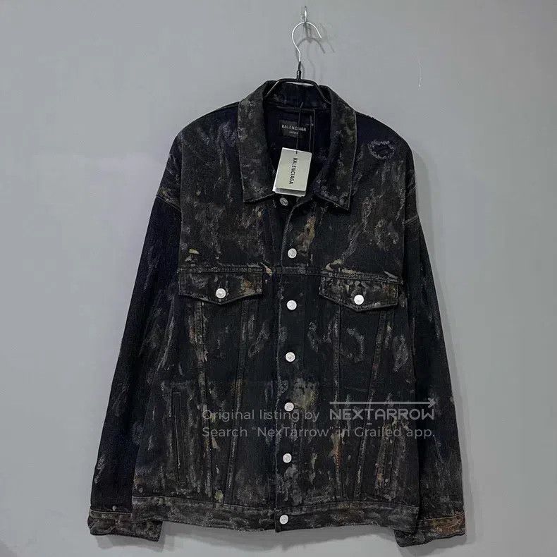 Balenciaga Balenciaga Distressed mud-dyed denim jacket with large des Size US L / EU 52-54 / 3 - 1 Thumbnail