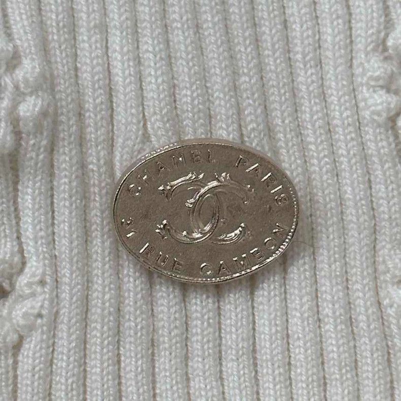 Chanel Chanel White logo hollow knitted short sleeves Size XXS / US 00 / IT 34 - 6 Thumbnail