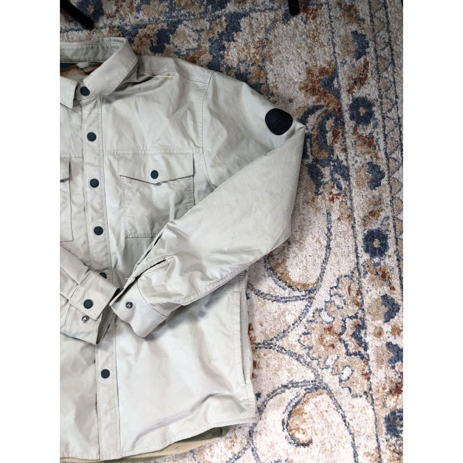 Eddie Bauer Eddie Bauer Shirt Jacket Mens S Beige Cotton Fleece Lined Snap Front Outdoor Size US S / EU 44-46 / 1 - 3 Thumbnail