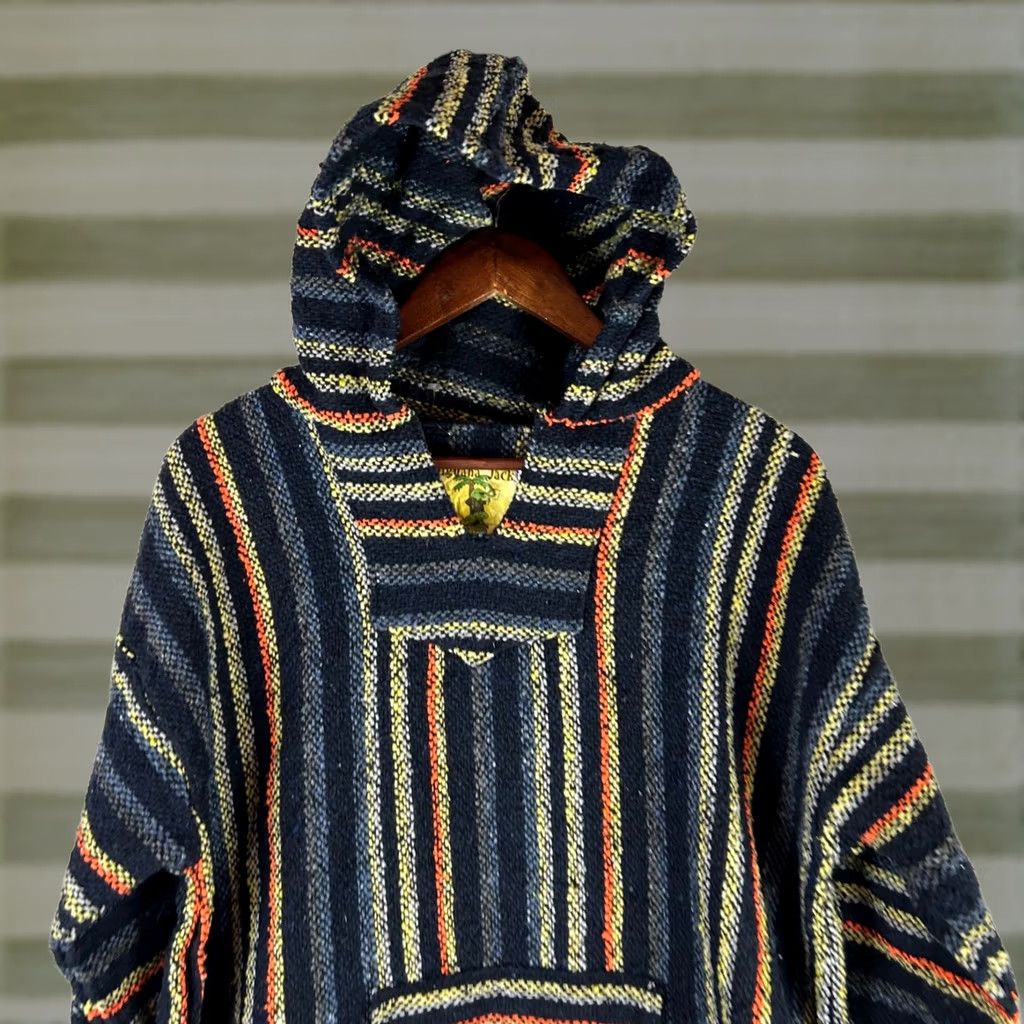 Vintage Iguana Jack Baja Hoodie Pullover Striped Hooded Sweatshirt XL Made in Mexico Size US XL / EU 56 / 4 - 1 Thumbnail