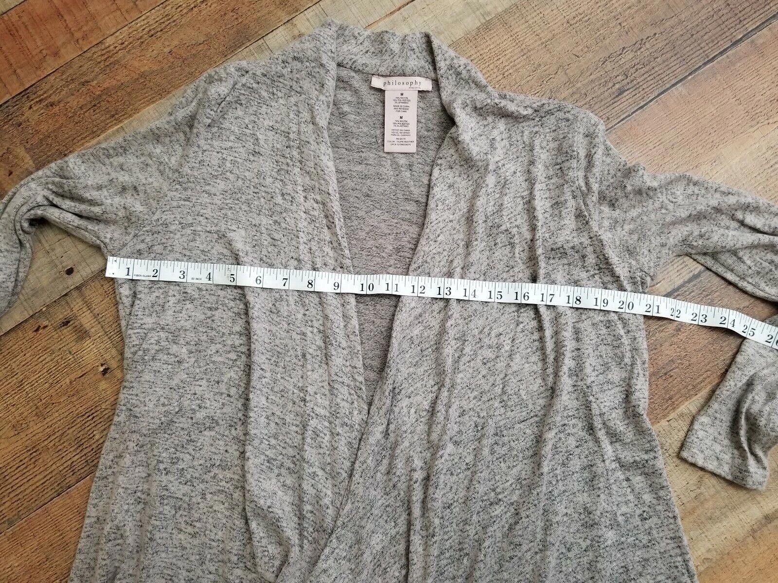 Designer Philosophy Sweater Medium Heathered Beige Open Front Size M / US 6-8 / IT 42-44 - 4 Thumbnail