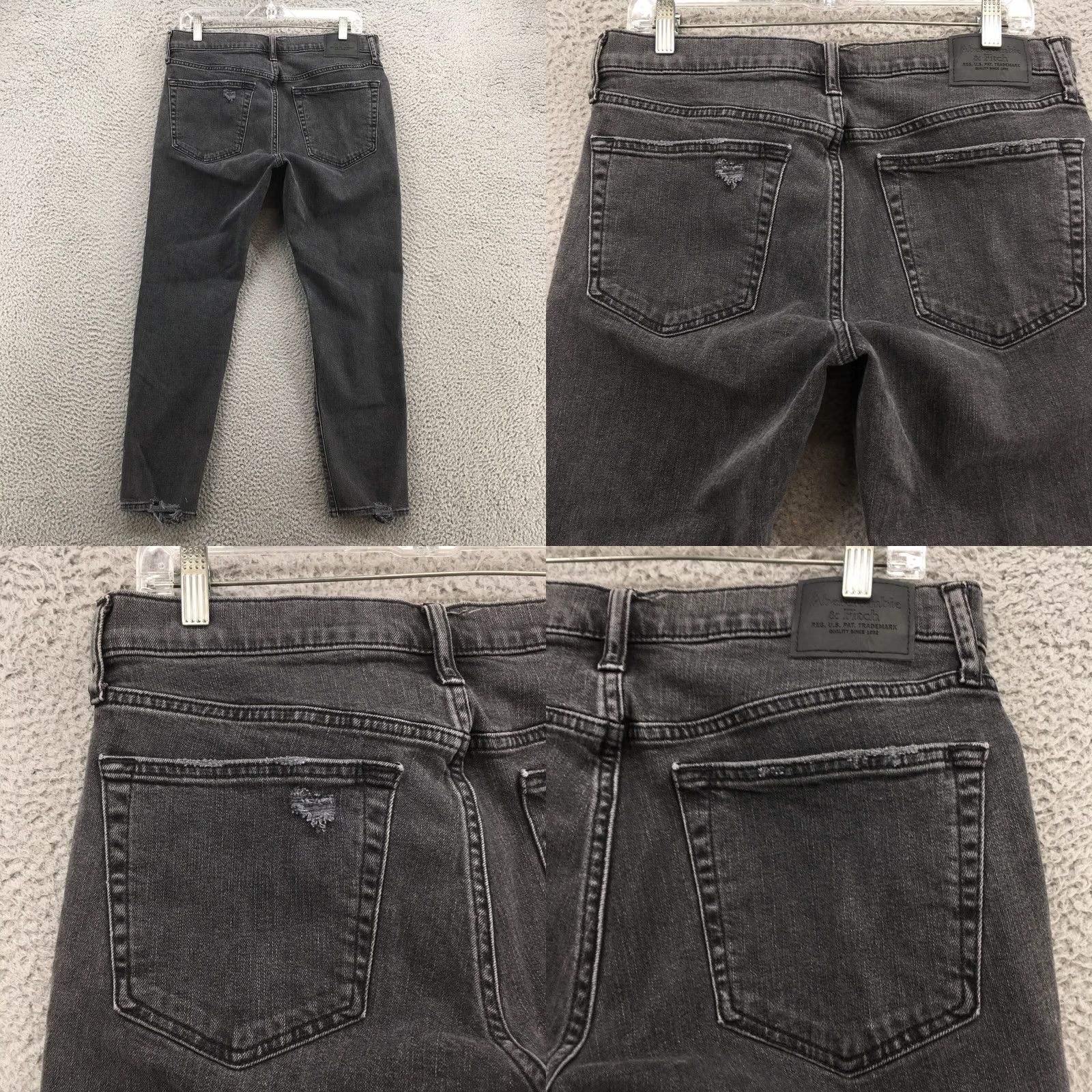 Abercrombie & Fitch Nike Abercrombie & Fitch Skinny Jeans Mens 32X30 Black Zip Distressed Jeans Regular 34in Waist 30in Inseam Mens Size US 32 / EU 48 - 9 Thumbnail