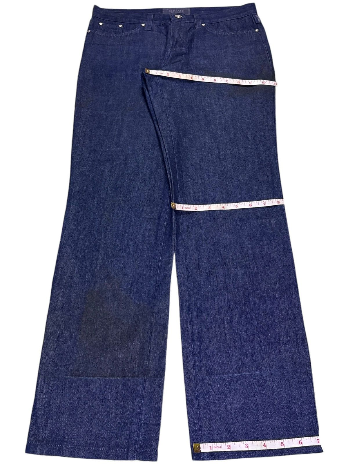 Versace Vintage Versace Medusa Signature Dark Blue Wash Jeans Size 31" - 13 Thumbnail