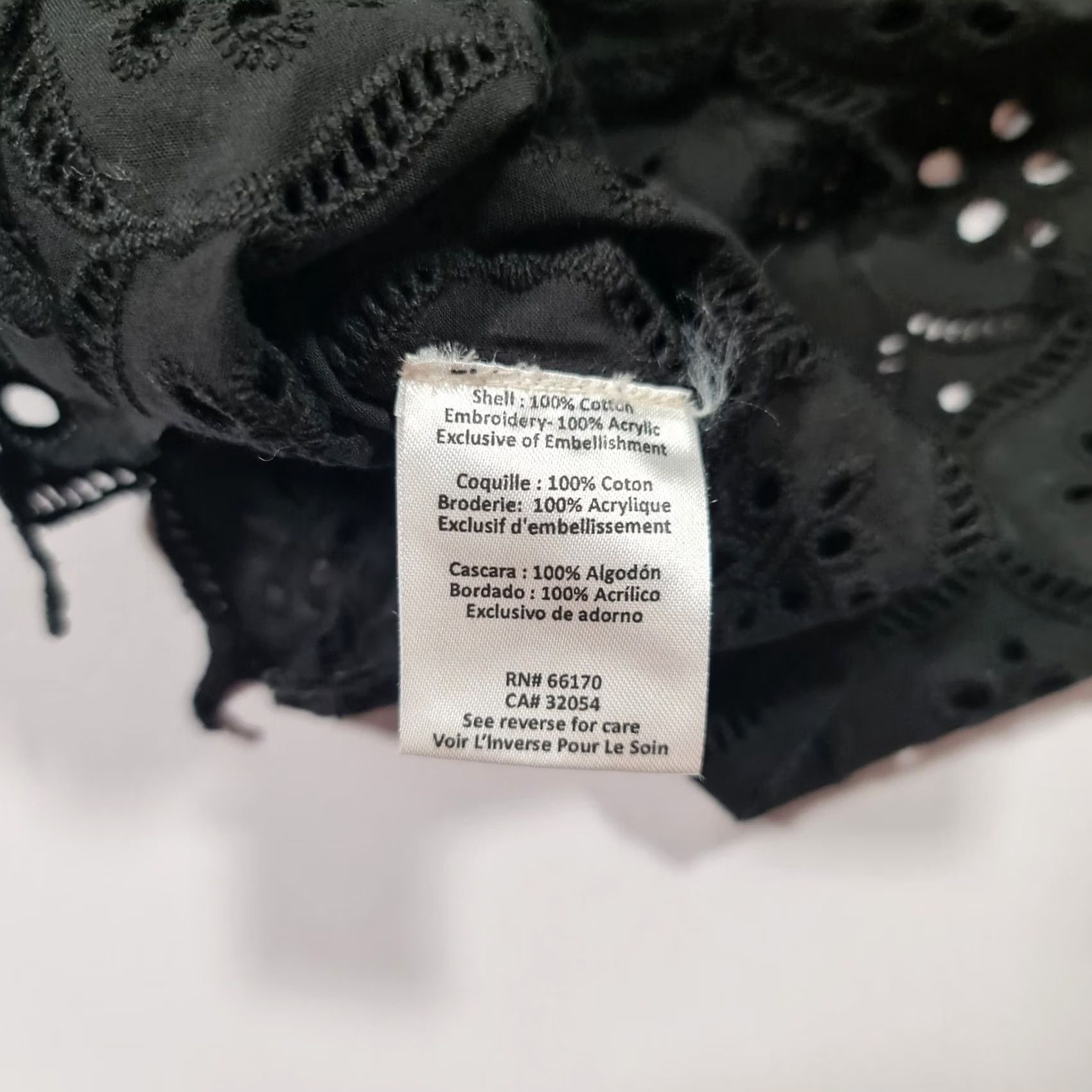 Hemant & Nandita Hemant & Nandita Blouse Womens Off The Shoulder Black Large Top Short Sleeve Satin Crochet Lace Embroidered 100% Cotton Size L / US 10 / IT 46 - 7 Thumbnail