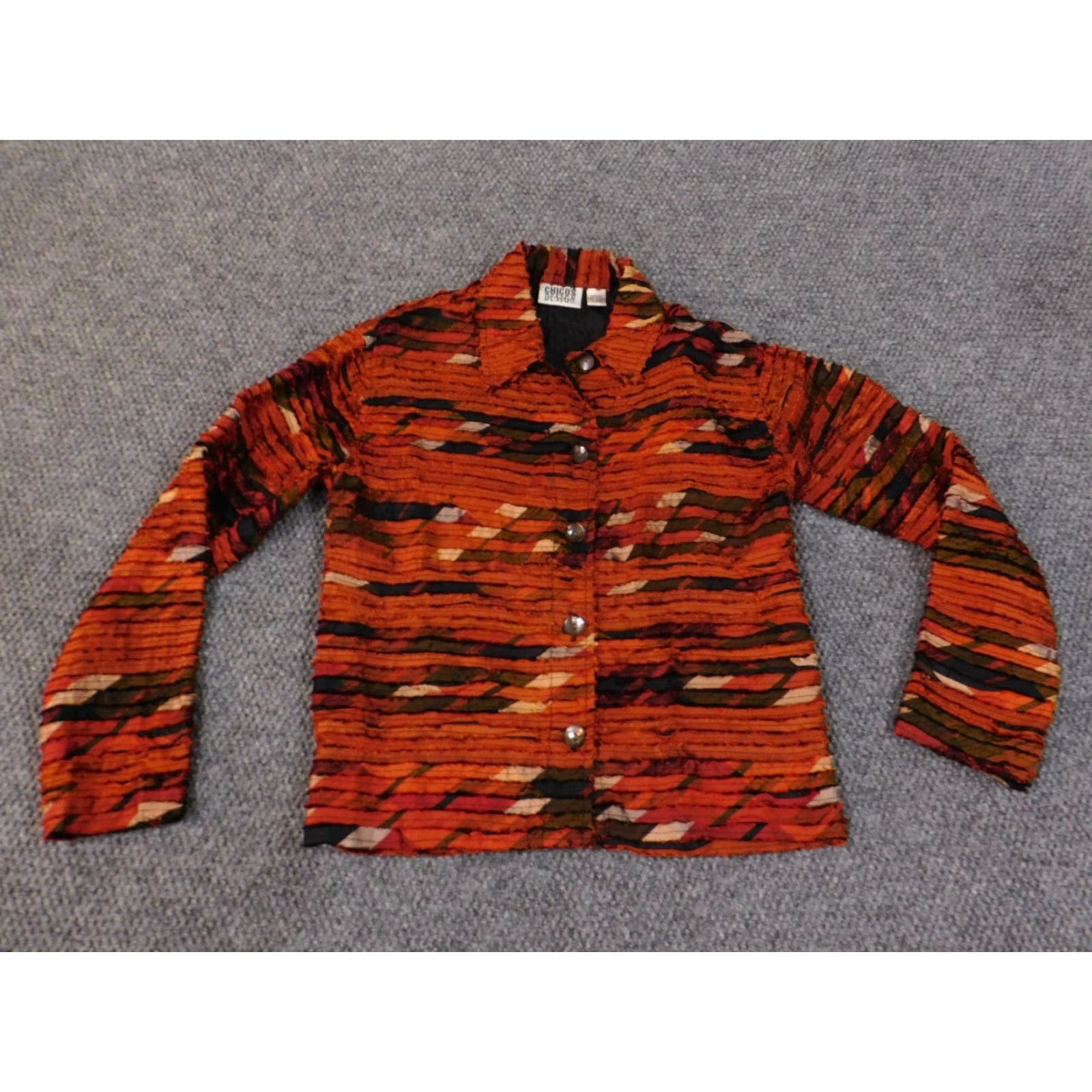 Vintage Chico's Jacket Womens Size 0 Silk Orange Ruffle Button Linen Lining Vintage No Casual Fall Spring Regular Fit Classic Design India Silk 100% Size XS / US 0-2 / IT 36-38 - 2 Thumbnail