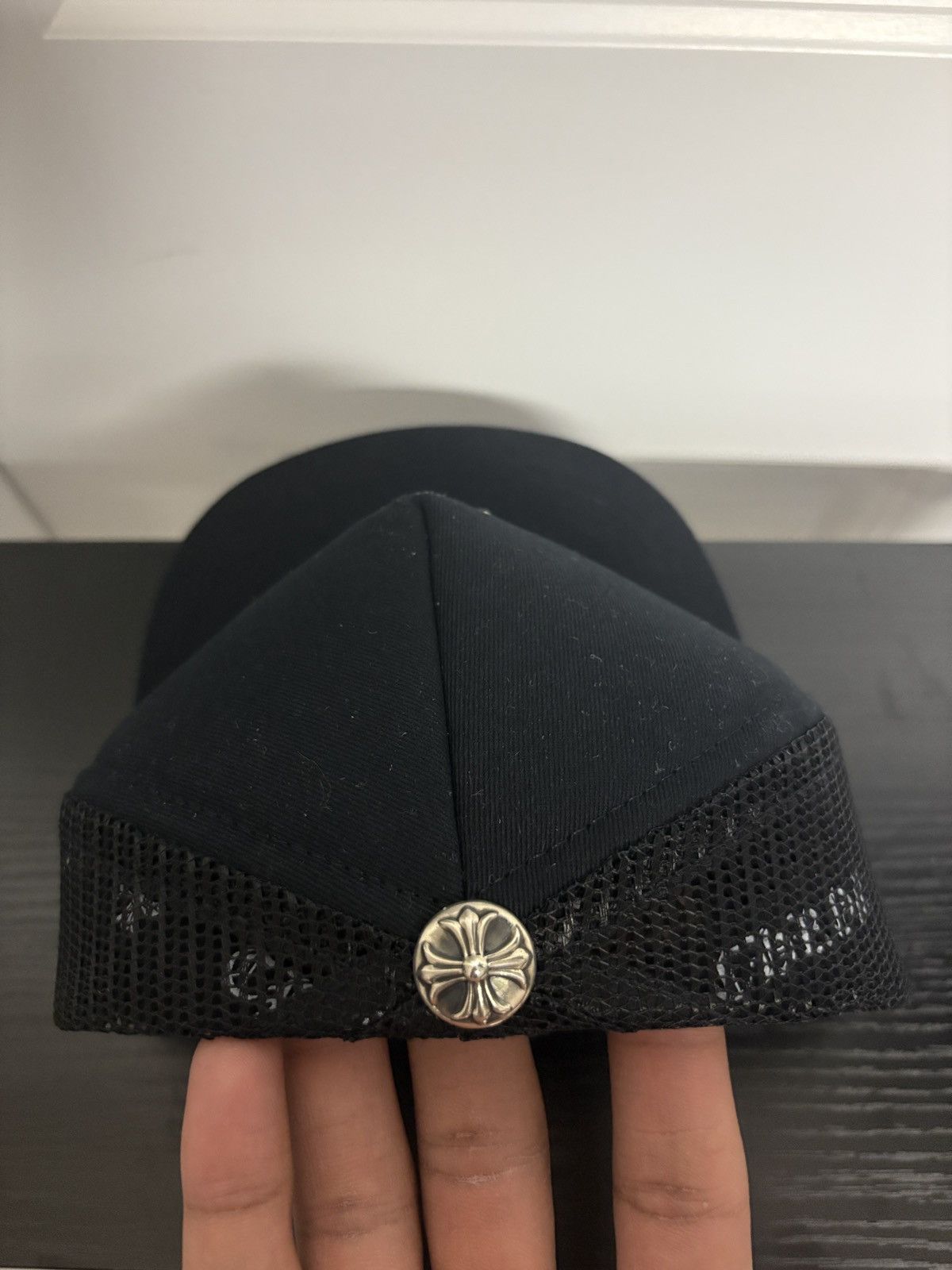 Chrome Hearts Chrome Hearts Cemetery Cross White Calf Hair Hat Size ONE SIZE - 5 Thumbnail