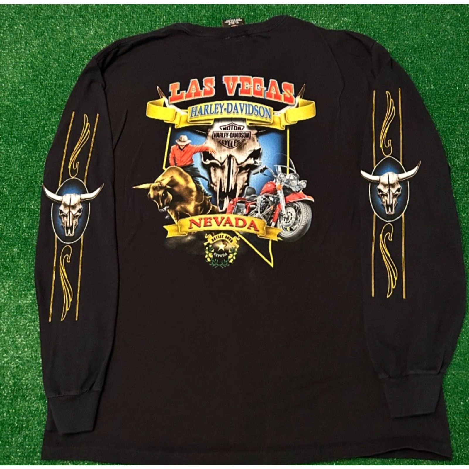 Harley Davidson VINTAGE Harley-Davidson Long Sleeve Shirt Mens L Black 90s Y2K Biker Skull Las Vegas Hallmark Logo Spider Web Grunge Punk Rock Tattoo Hip Hop Skater Size US L / EU 52-54 / 3 - 4 Thumbnail