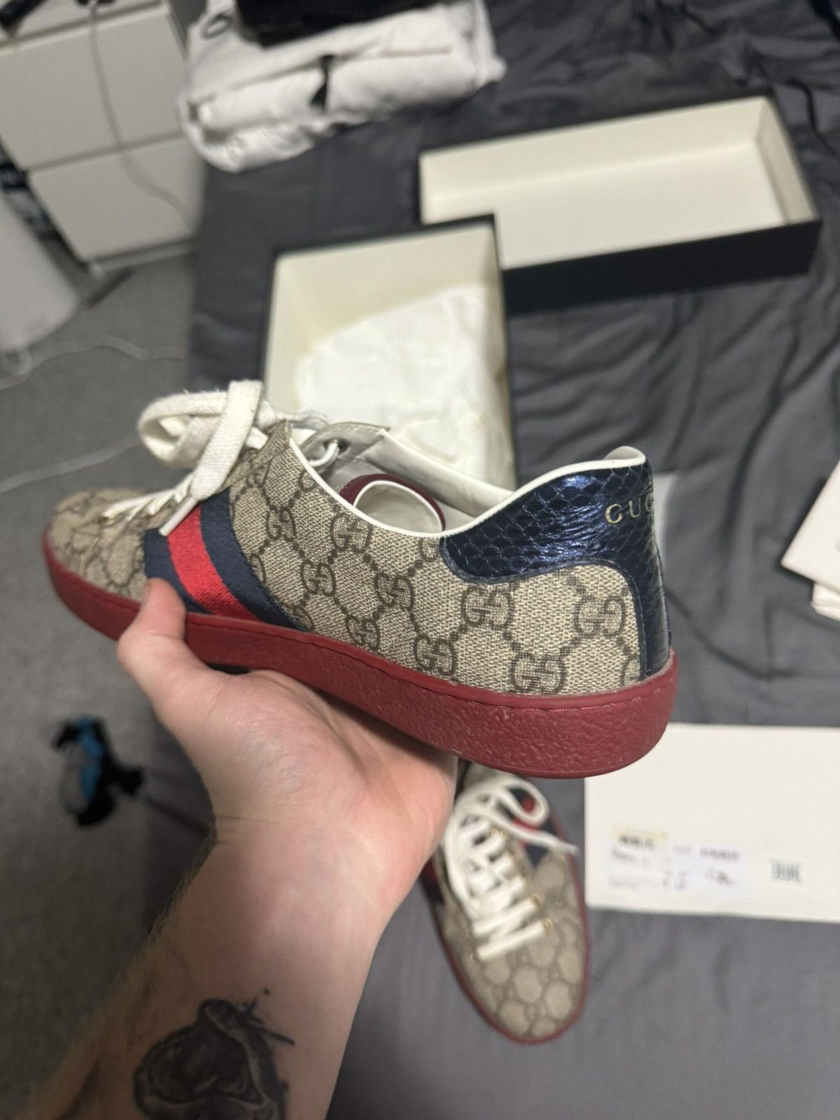 Gucci Beige GUCCI ACE GG MONOGRAM SHOES Size US 8 / EU 41 - 5 Thumbnail