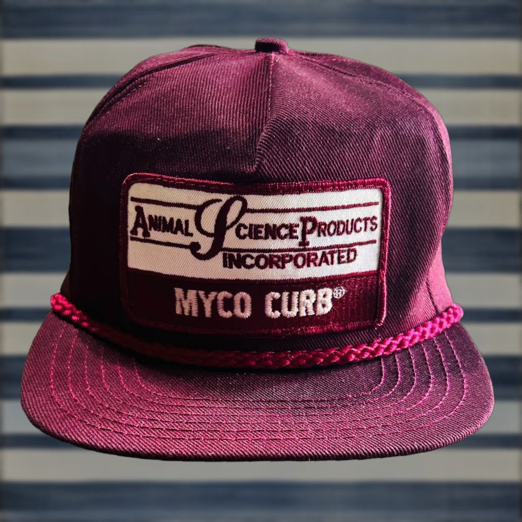 Vintage VINTAGE Animal Science Products Inc. Myco Curb Trucker Baseball Hat Cap Men’s Cap Red/Maroon Adjustable Hat Mens Hat Size ONE SIZE - 1 Thumbnail