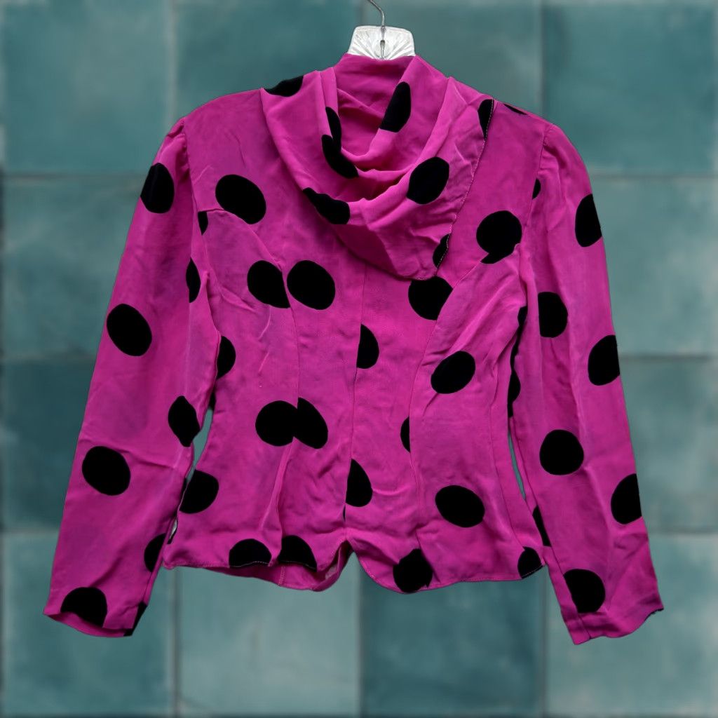 Anna Sui VINTAGE 90s Y2K Anna Sui Top Blouse Shirt Silk Pink Black Polka Dot Small Neck Tie Womens Size S / US 4 / IT 40 - 1 Thumbnail