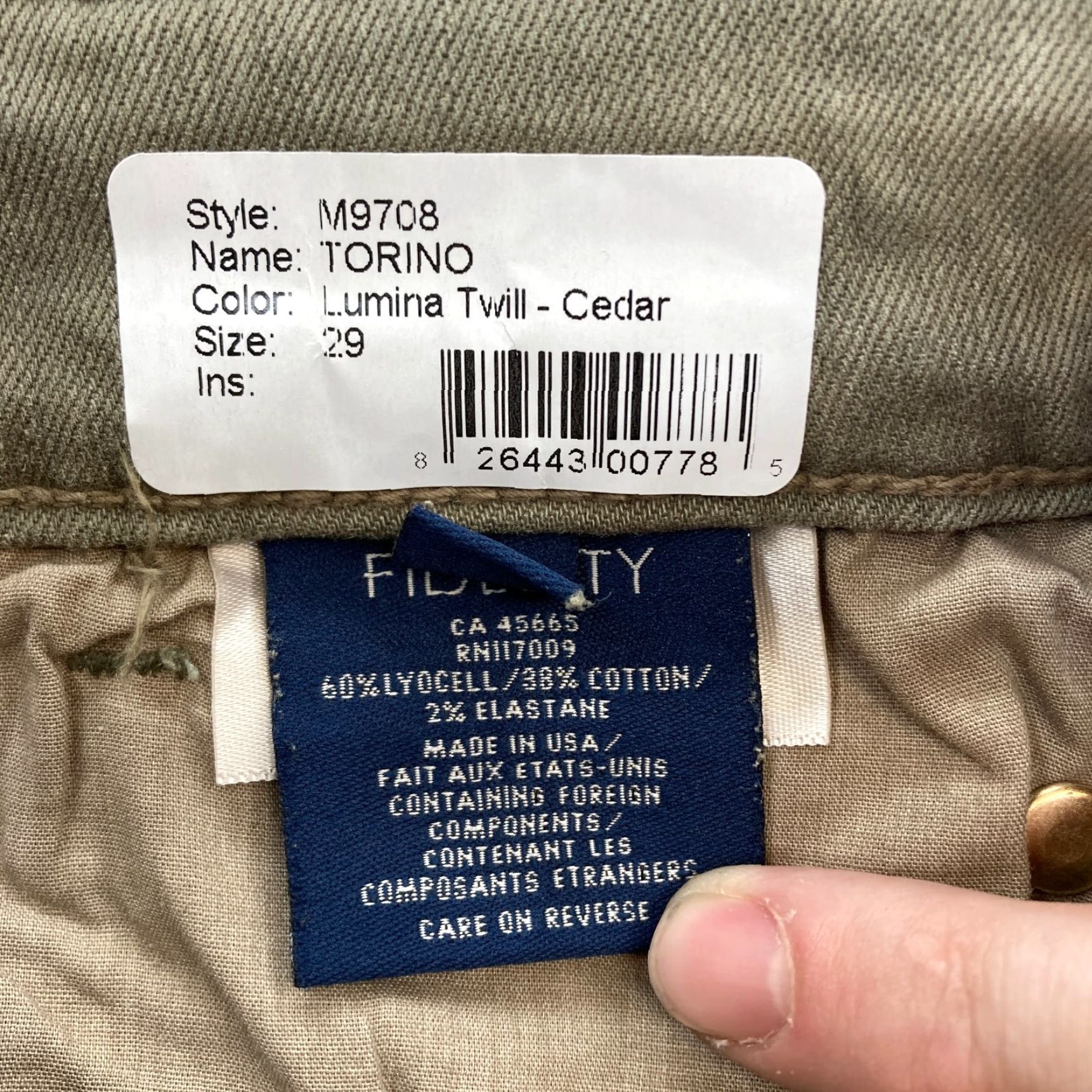 Vintage Fidelity Denim Torino Jeans Mens 29x34 Slim Fit Green Cedar Lumino Wash Denim Straight 5-Pocket Slim Mens Size US 29 - 7 Thumbnail
