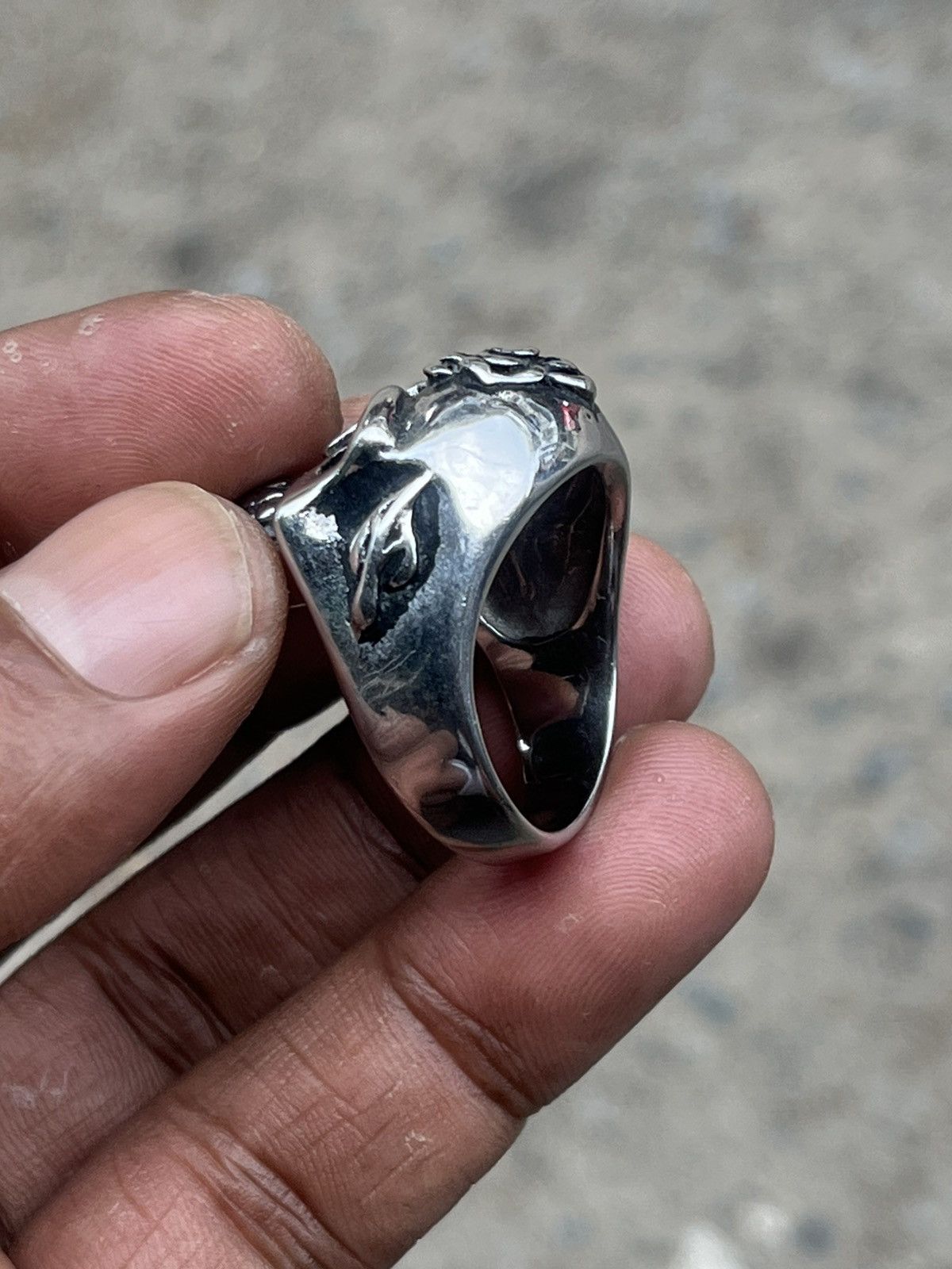 If Six Was Nine Hardcore Punk Skull Rose Ring Chrome Style Size ONE SIZE - 12 Thumbnail