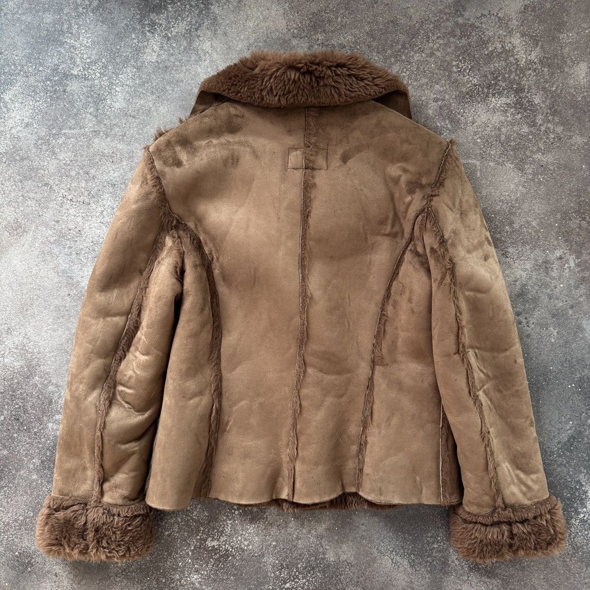 20471120 Japanese Style Faded/Washed Faux Fur Sheepskin Jacket Size XL / US 12-14 / IT 48-50 - 7 Thumbnail