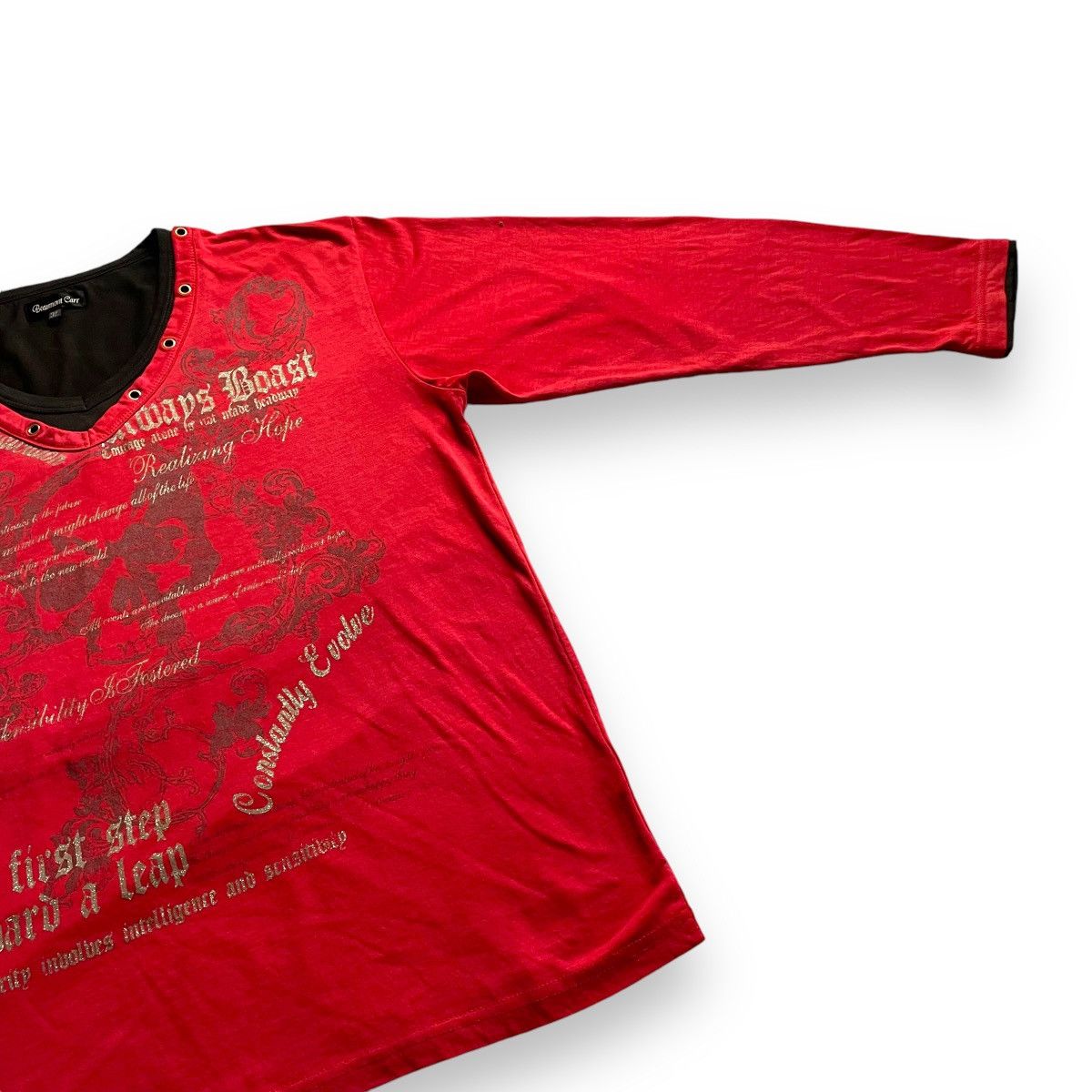 If Six Was Nine × Japanese Brand × Le Grande Bleu (L.G.B.) 🇯🇵 BEAUMONT CARR POEM GLITTER FONT DOUBLE LAYER TSHIRT Size US XXL / EU 58 / 5 - 6 Thumbnail