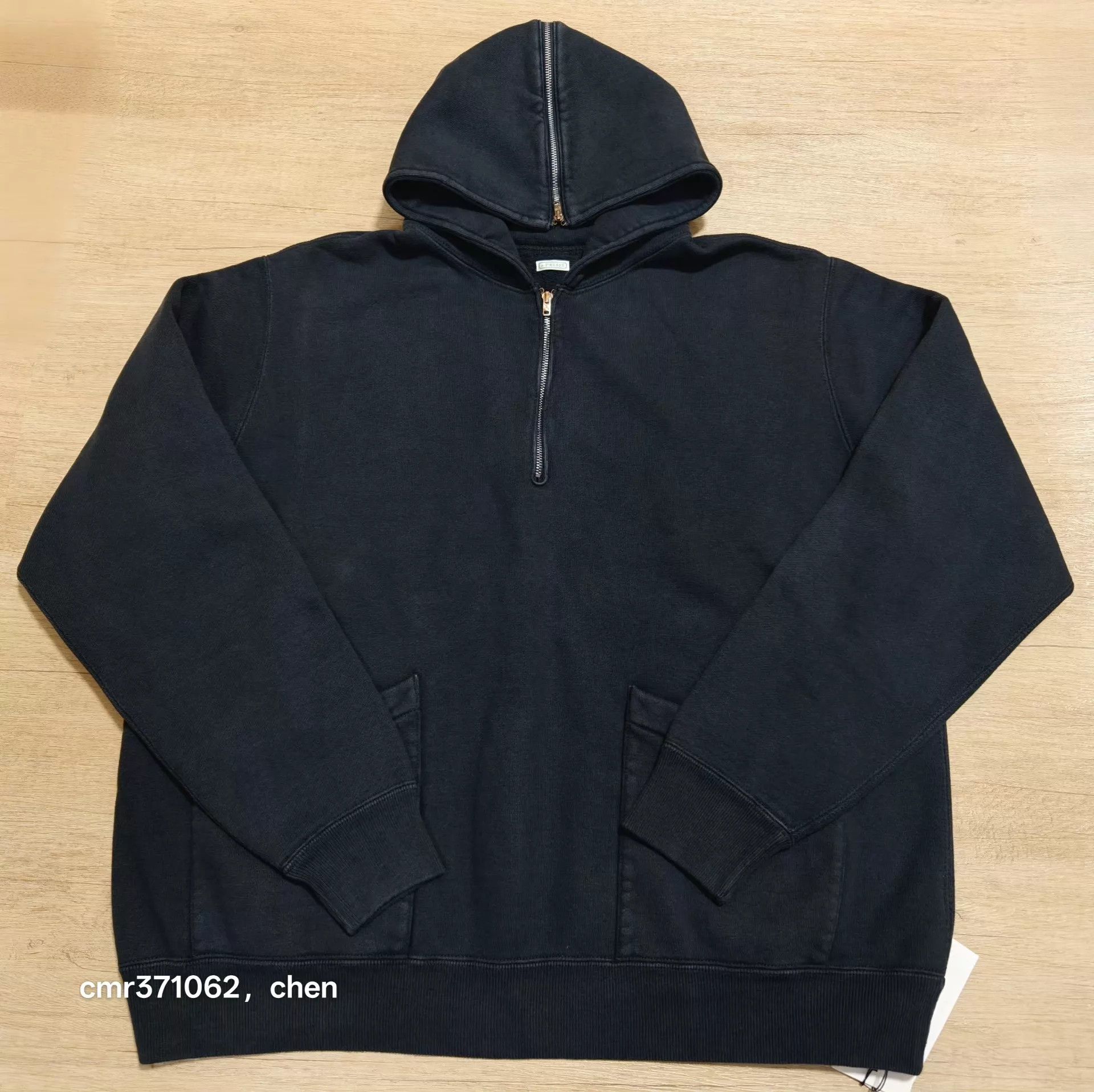 A.PRESSE A.PRESSE 26SS Vintage HalfZip Hoodie Black Dbl Zip Size US L / EU 52-54 / 3 - 1 Thumbnail