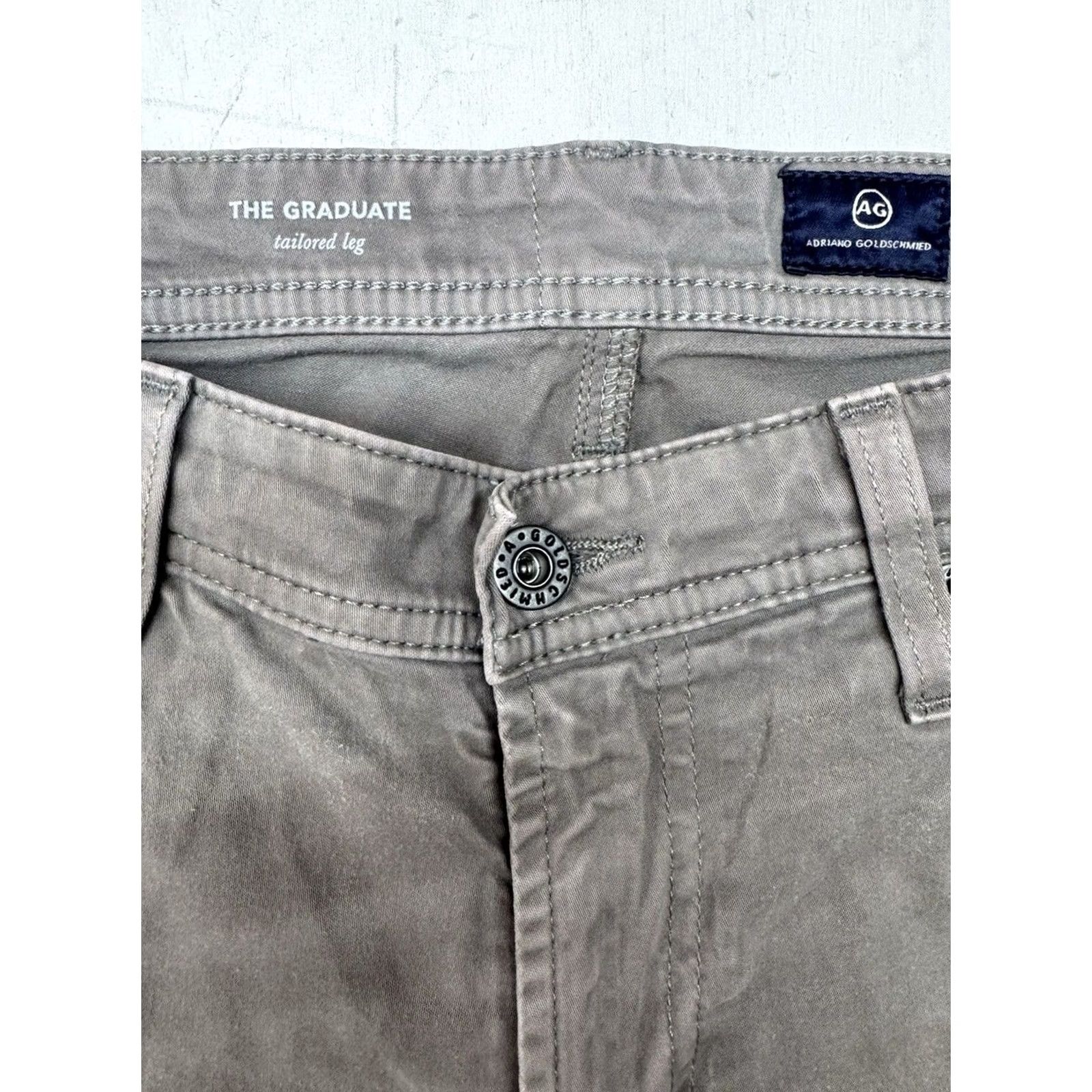 Vintage AG Adriano Goldschmied Jeans Men’s 34x33 Light Brown The Graduate Tailored Leg Jeans Size US 34 / EU 50 - 3 Thumbnail