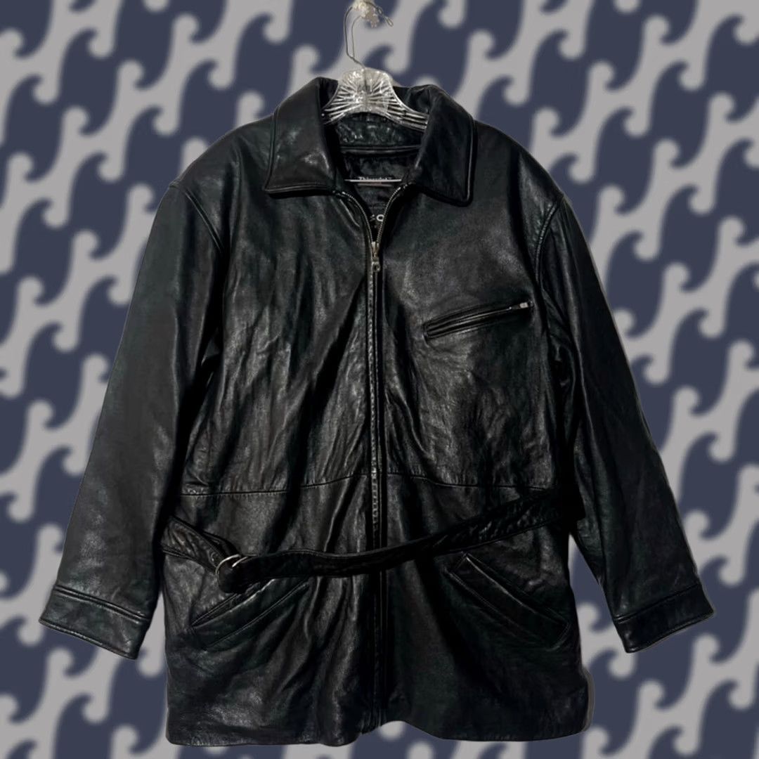 Wilson Wilson's Leather Coat Jacket Biker Black Mens Size XL Thinsulate Collared Belted Size US XL / EU 56 / 4 - 1 Thumbnail