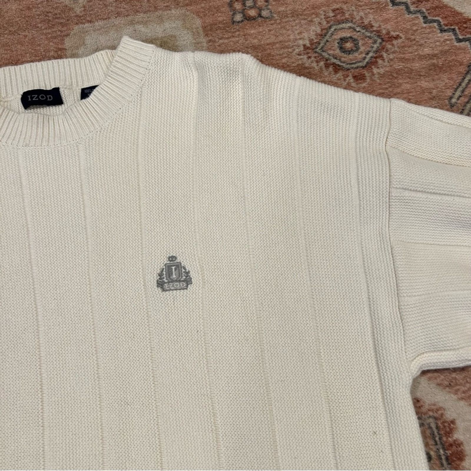 Izod Men's Izod Cream Ribbed Knit Sweater Size US XL / EU 56 / 4 - 2 Thumbnail