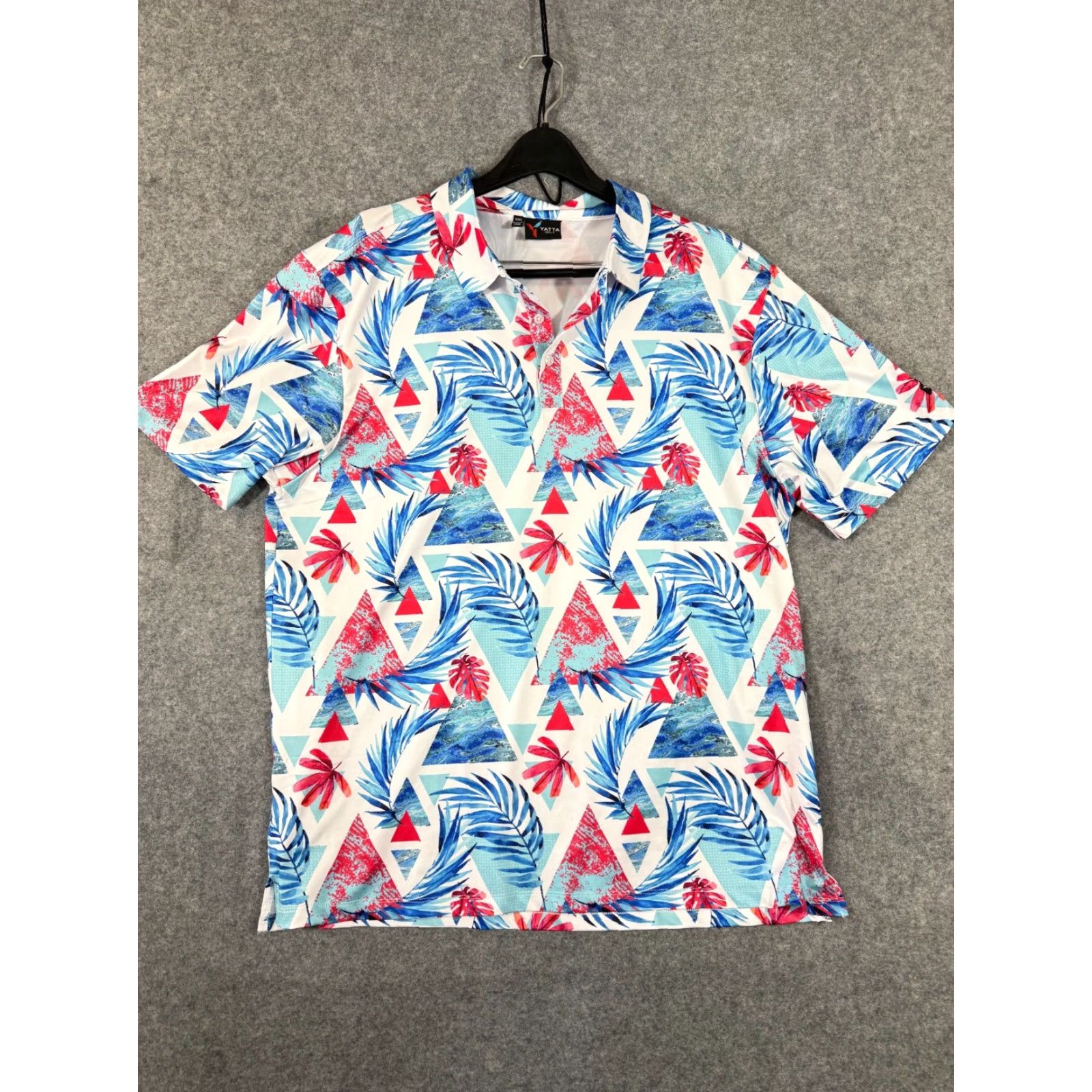 Vintage Yatta Polo Shirt Mens 2XL Blue White Floral Golf Performance Stretch Outdoor Short Sleeve Shirt Size US XXL / EU 58 / 5 - 3 Thumbnail