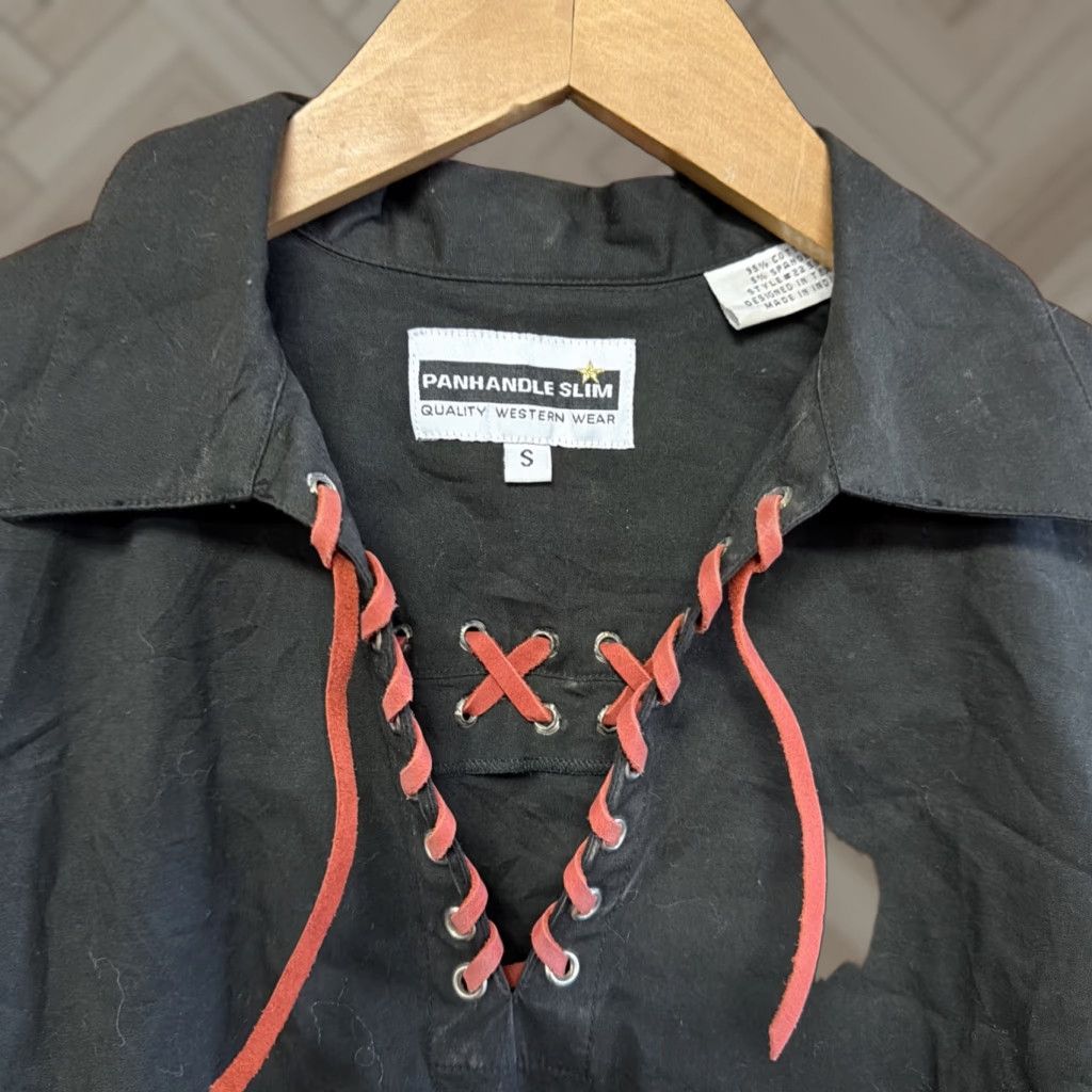 Vintage Panhandle Slim Black Womens V-Neck Small Shirt Pullover Size S / US 4 / IT 40 - 1 Thumbnail