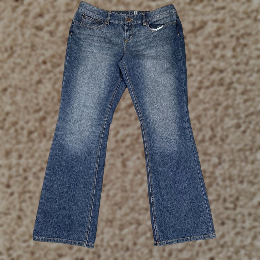 Vintage American Rag Jeans Juniors 15 Womens Blue Bootcut Stretch Denim Mid Rise Casual Size 36" / US 14 / IT 50 - 1 Thumbnail