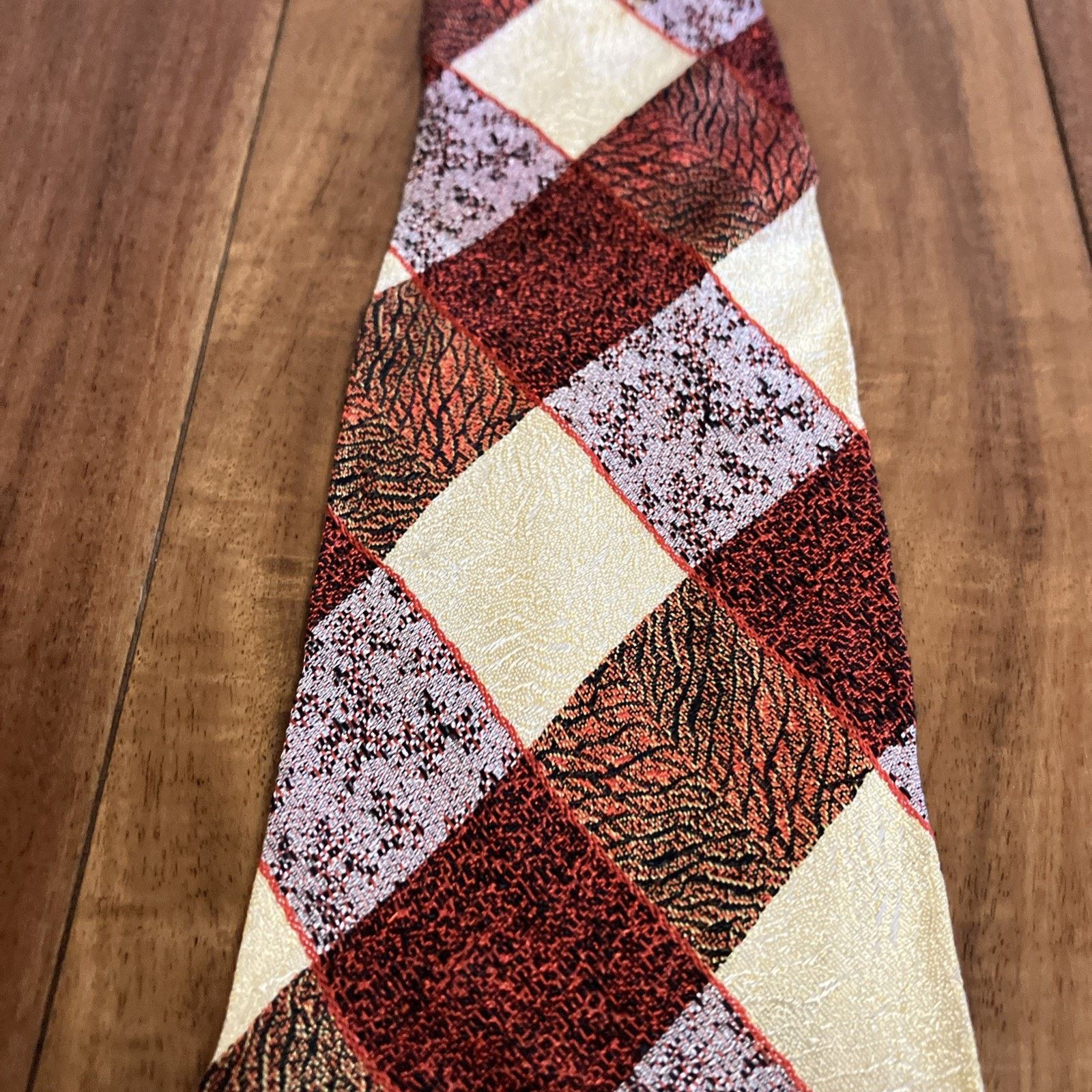Handmade 1930s Necktie Checkered Swing Tie Art Deco Single Stitch Size ONE SIZE - 3 Thumbnail