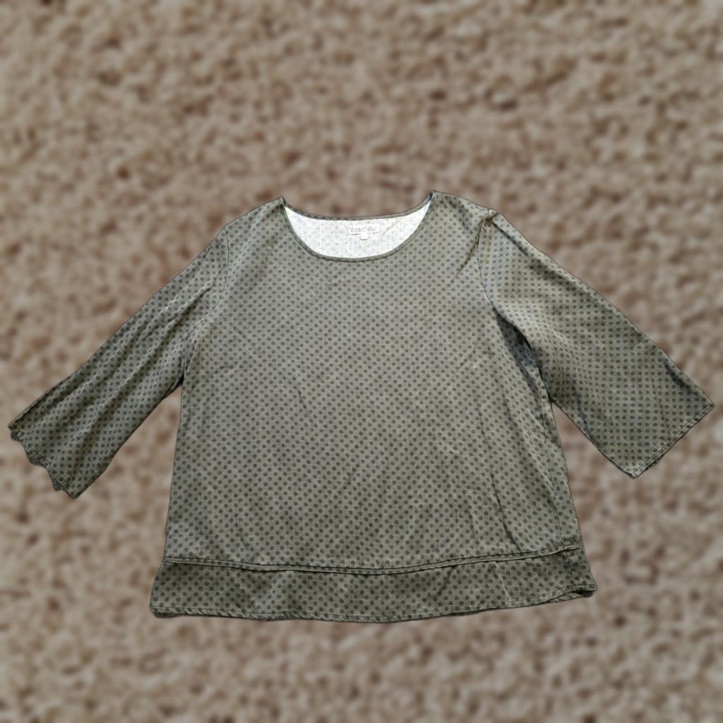 Vintage WinterSilks Top Womens XL Gray Lyocell 3/4 Sleeve Geometric Career Casual Blouse Size XL / US 12-14 / IT 48-50 - 1 Thumbnail