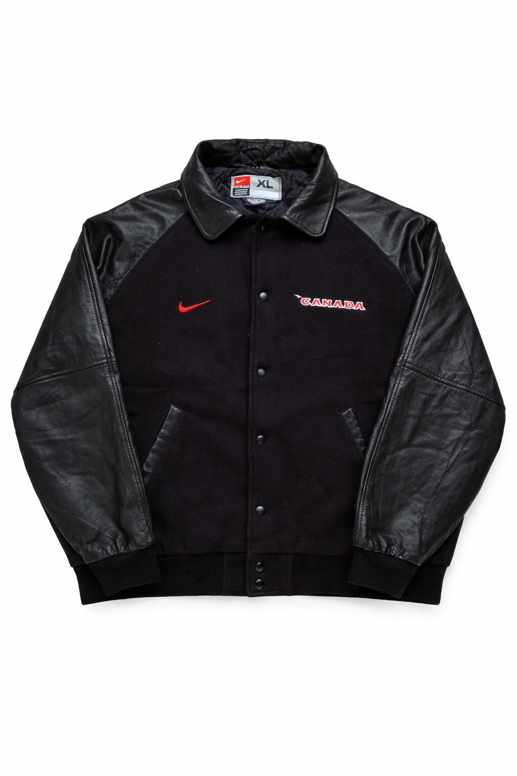 Nike Vintage Nike Team Canada Leather Varsity Jacket XL Size US XL / EU 56 / 4 - 1 Thumbnail
