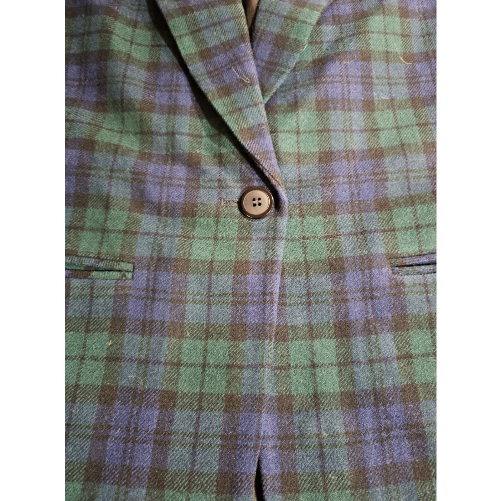 Pendleton VINTAGE Pendleton Blazer Jacket Size 8 Women Plaid Wool Tweed Notch Lapel One-Button Classic Green/blue 90s Size M / US 6-8 / IT 42-44 - 5 Thumbnail
