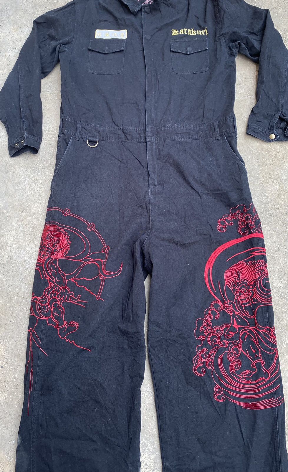 Japanese Brand 🔥Rare🔥Karakuri Coveralls Embroidery Logo Streetwear Design Size US 40 / EU 56 - 3 Thumbnail