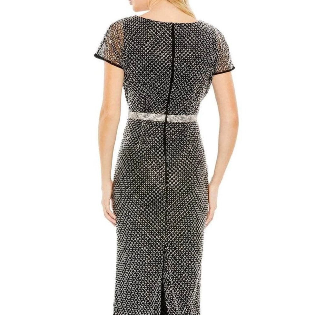 MACH & MACH Mac Duggal Rhinestone Cocktail Dress Black Silver size 4 BB Size S / US 4 / IT 40 - 2 Thumbnail