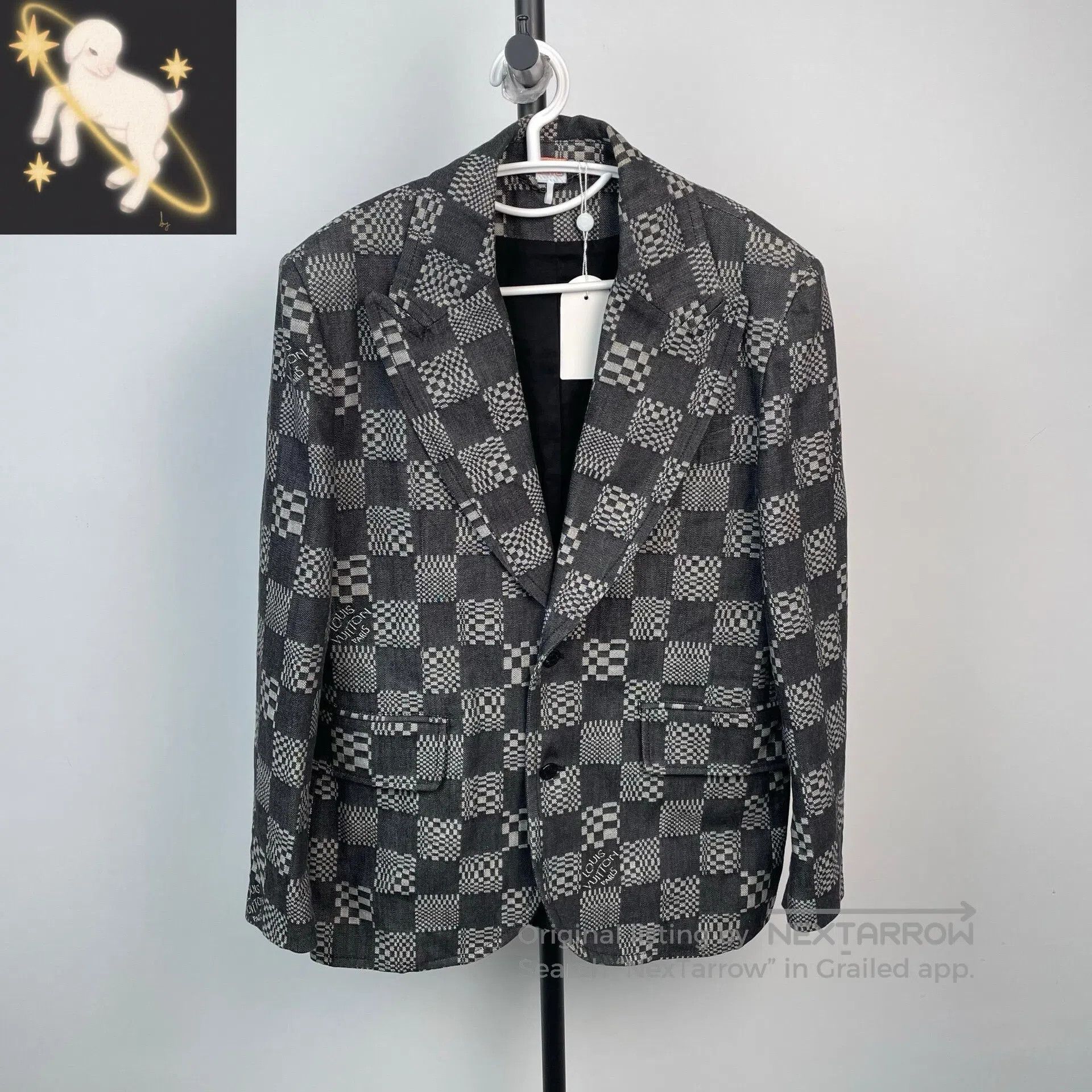 Louis Vuitton Louis Vuitton Grey checkered leather patch logo denim jack Size US M / EU 48-50 / 2 - 1 Thumbnail